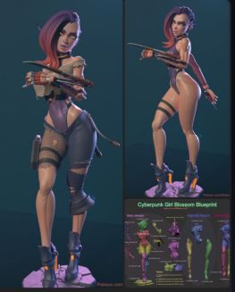 Cyberpunk girl blossom 3d printing stl files