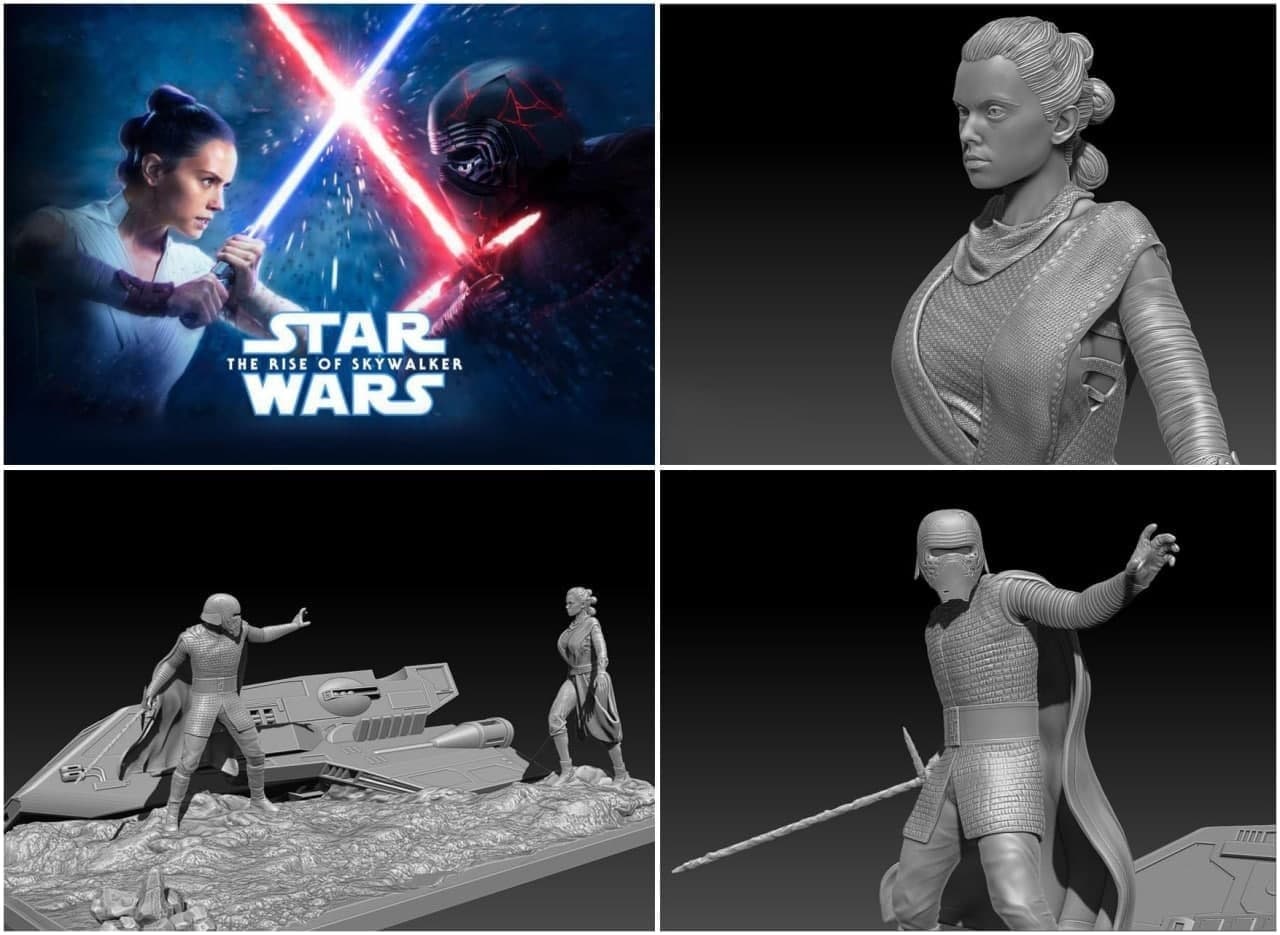 starwars skywalker 3d models for 3d printing stl Rise of skywalker diorama 3d printing stl files