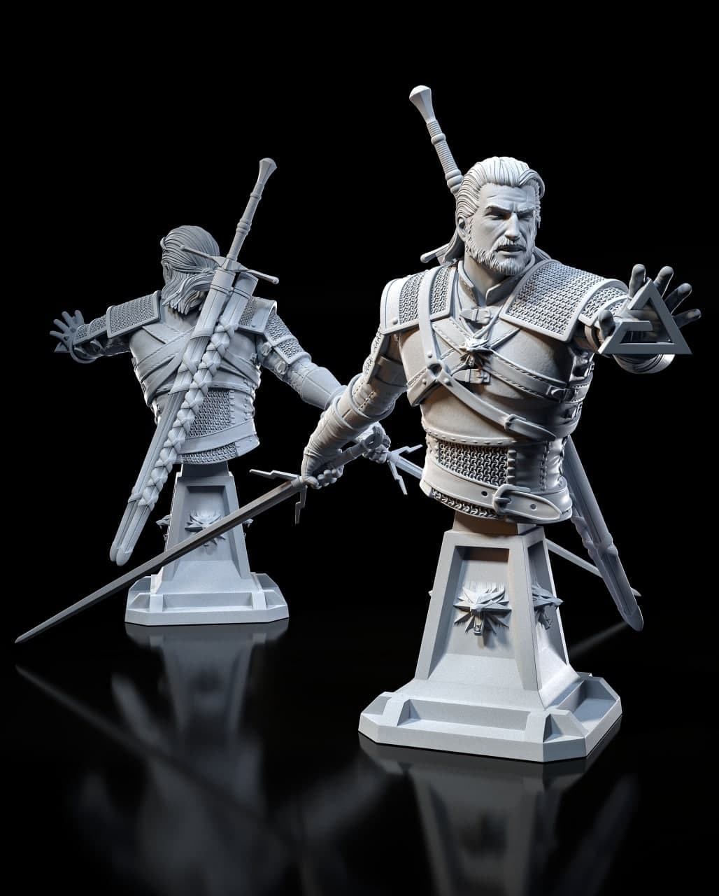 witcher bust stl file for 3d printing model Geralt bust 3d printing stl files