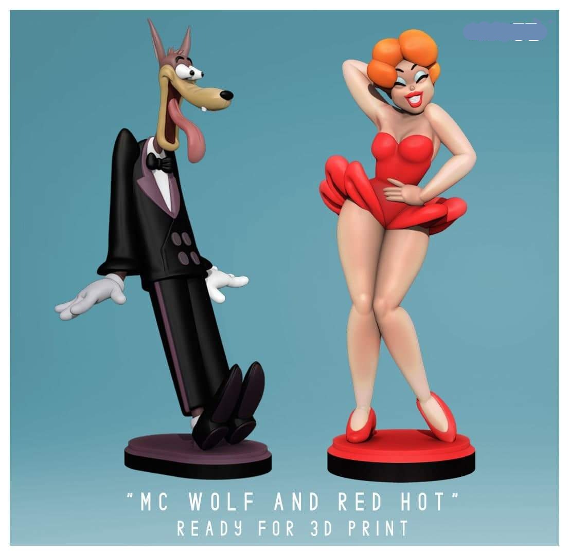 red riding hood and wolf 3d printing Red Hot riding hood and Mcwolf 3d printing stl files