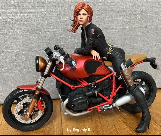 photo_4987829784264420140_x black widow on motorcycle 3d print