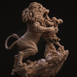 lion vs warrior 3d print stl