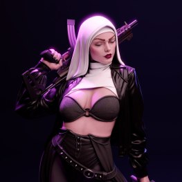 nun with gun 3d print